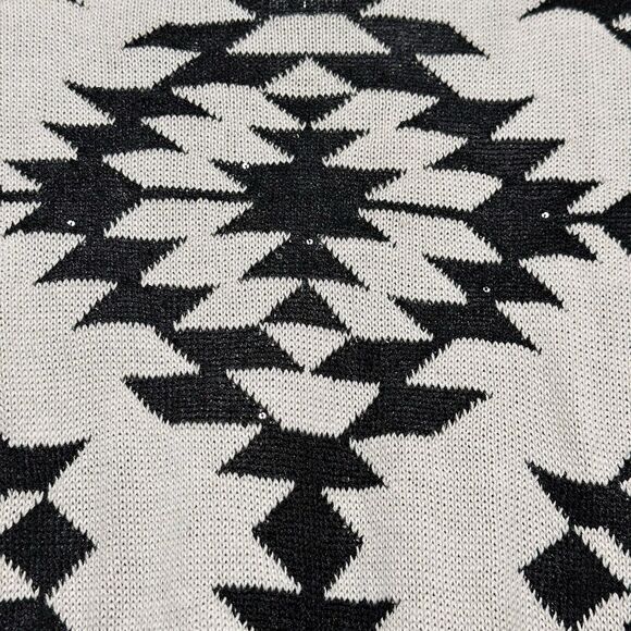 Womens Waterfall Cardigan M Black Aztec Dutton Boho Western Southwestern Sequins - Picture 5 of 11
